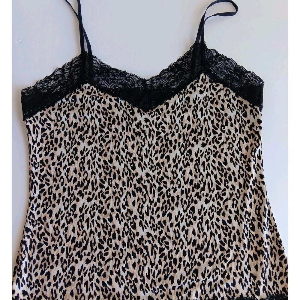 Black House White Market Sz S Animal Print/Black Lace Longline Adjustable  Cami